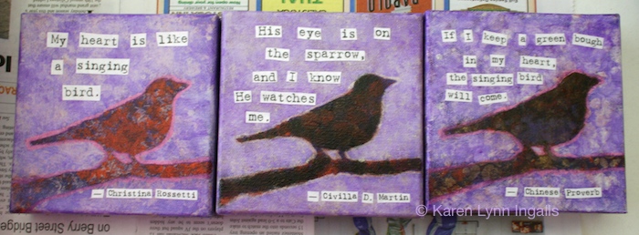 bird painting, paintings with quotations, Karen Lynn Ingalls